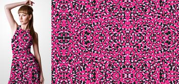 33070v Materiał ze wzorem motyw inspirowany skórą zwierząt w odcieniach różu - cętki geparda